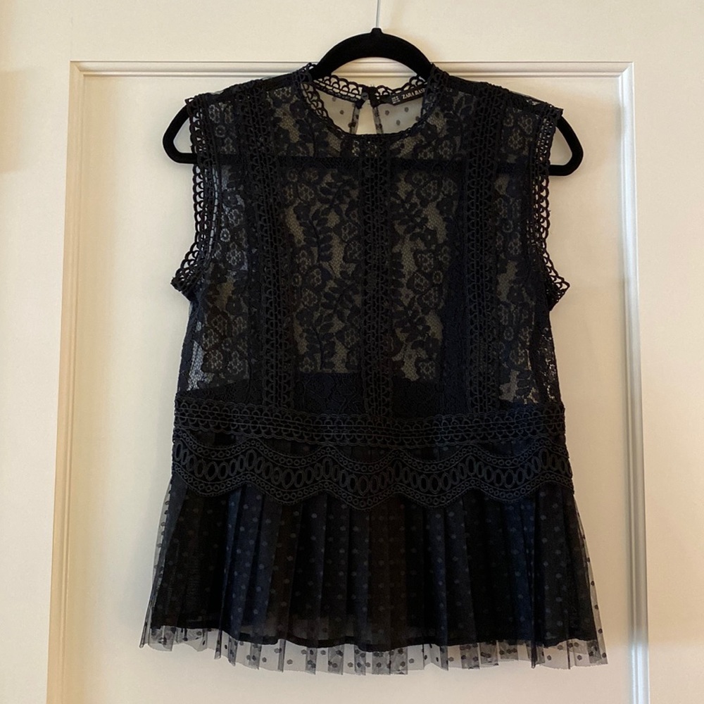Zara Black Mesh Top